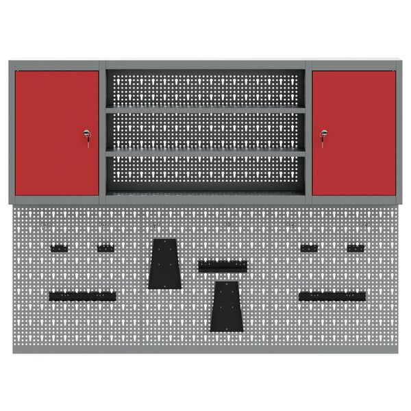 vidaXL Ensemble de placards de travail avec tiroir 12 pcs Noir et gris