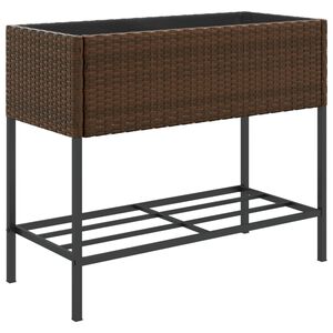vidaXL Jardini&egrave;re avec &eacute;tag&egrave;re marron r&eacute;sine tress&eacute;e