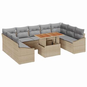 vidaXL Ensemble de salle &agrave; manger pour jardin 10 pcs Beige et gris