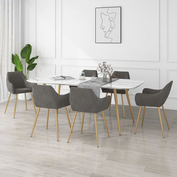 vidaXL Chaises &agrave; manger lot de 6 gris fonc&eacute; velours