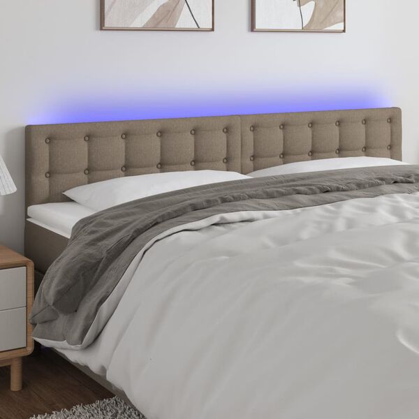 vidaXL T&ecirc;te de lit &agrave; LED Taupe 180x5x78/88 cm Tissu