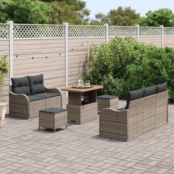 vidaXL Ensemble de canap&eacute; de jardin 8 pcs Gris 90 x 55 x 71 cm
