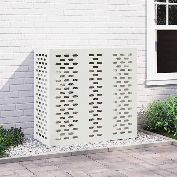 vidaXL Housse de climatiseur Blanc 110 x 50 x 105 cm Acier