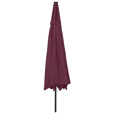 vidaXL Parasol de jardin avec lumières LED mât en métal rouge bordeaux