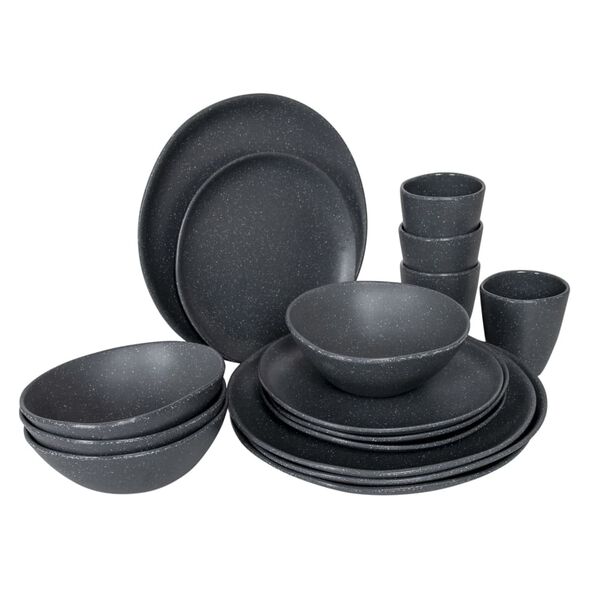 Bo-Camp Vaisselle 16 pcs Hoxton M&eacute;lamine Gris fonc&eacute;