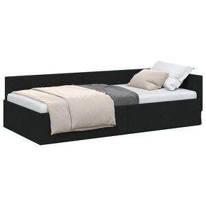 vidaXL Cadre de lit d'angle Noir 80 x 200 cm tissu