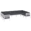 vidaXL Salon de jardin 9 pcs avec coussins blanc bois de pin