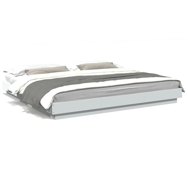 vidaXL Cadre de lit avec lumi&egrave;res LED sans matelas blanc 200x200 cm
