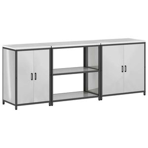 vidaXL Ensemble de rangement cuisine 3 pcs Argent&eacute; Acier galvanis&eacute;