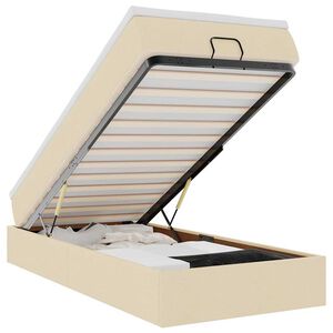 vidaXL Cadre de lit ottoman avec matelas cr&egrave;me 90x190 cm tissu