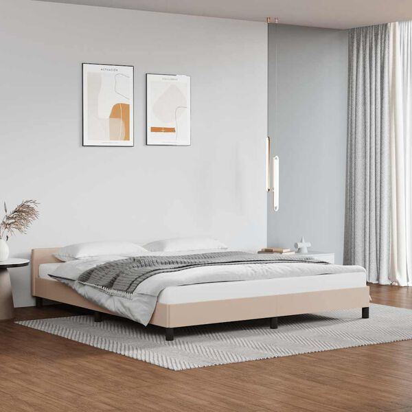 vidaXL Cadre de lit avec t&ecirc;te de lit sans matelas cappuccino 160x200cm