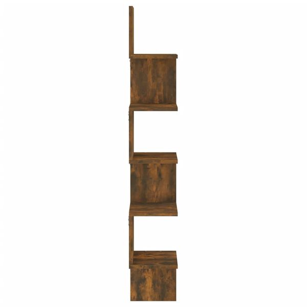 vidaXL Étagère d'angle murale Chêne fumé 20x20x127,5cm Bois ingénierie