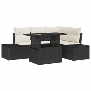 vidaXL Ensemble de canap&eacute; de jardin avec coussin 5 pcs Noir polyrotin