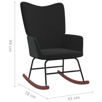 vidaXL Chaise à bascule avec repose-pied Noir Velours et PVC