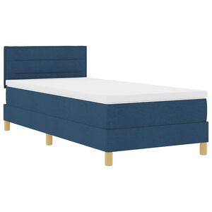 vidaXL Lit &agrave; ressort LED avec matelas avec LED Bleu 90 x 190 cm tissu
