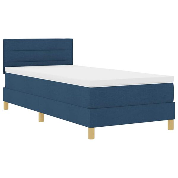 vidaXL Lit &agrave; ressort LED avec matelas avec LED Bleu 90 x 190 cm tissu