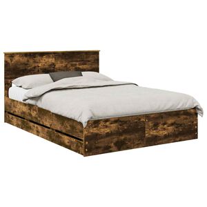 vidaXL Cadre de lit Ch&ecirc;ne fum&eacute; 160 x 200 cm Bois Ing&eacute;nierie