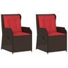 vidaXL Chaises inclinables de jardin lot de 2 et coussins marron rotin