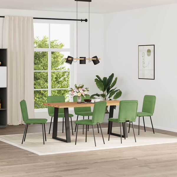 vidaXL Chaises &agrave; manger lot de 6 vert clair velours