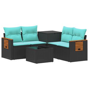 vidaXL Ensemble de Canap&eacute;s 6 pc Noir et Bleu