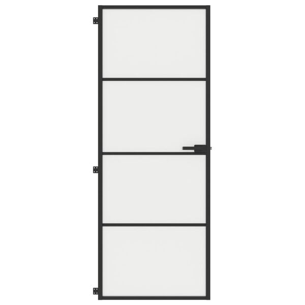 vidaXL Porte int&eacute;rieure mince noir 76x201,5 cm verre tremp&eacute; aluminium