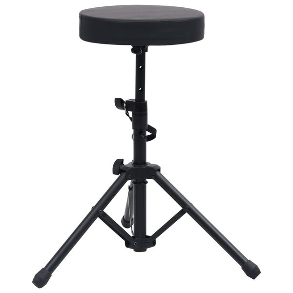 vidaXL Tabouret &agrave; tambour r&eacute;glable Noir Rond