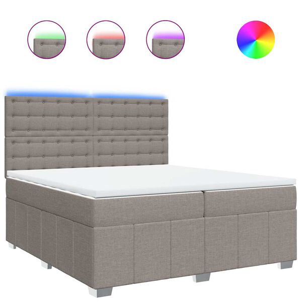 vidaXL Sommier &agrave; lattes de lit avec matelas Taupe 200x200 cm Tissu