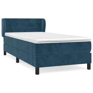 vidaXL Sommier &agrave; lattes de lit et matelas Bleu fonc&eacute; 80x200 cm Velours