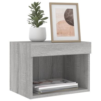 vidaXL Table de chevet murale avec lumières LED sonoma gris