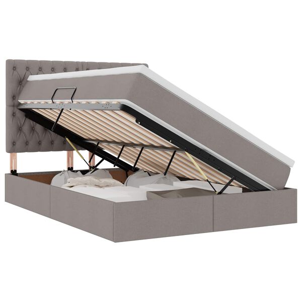 vidaXL Lit avec rangement et matelas Taupe 140 x 190 cm Polyester