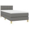 vidaXL Sommier &agrave; lattes de lit avec matelas et LED Gris fonc&eacute; 90x200cm