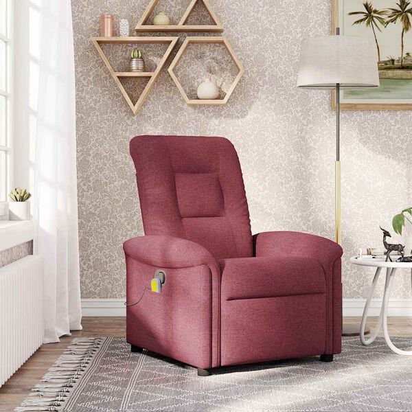 vidaXL Fauteuil de massage inclinable Rouge bordeaux Tissu