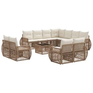 vidaXL Ensemble de canap&eacute; de jardin 12 pc Beige et blanc cr&egrave;me