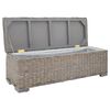 vidaXL Bo&icirc;te de rangement Gris 110 cm Rotin kubu naturel et acajou
