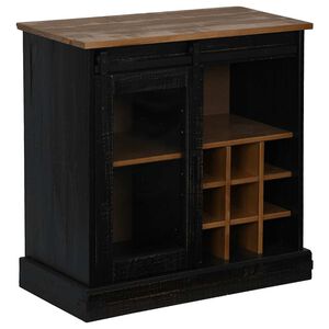 vidaXL Buffet HALDEN porte coulissante noir 80x40x80 cm bois massif