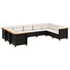 vidaXL Salon de jardin 9 pcs avec coussins noir r&eacute;sine tress&eacute;e
