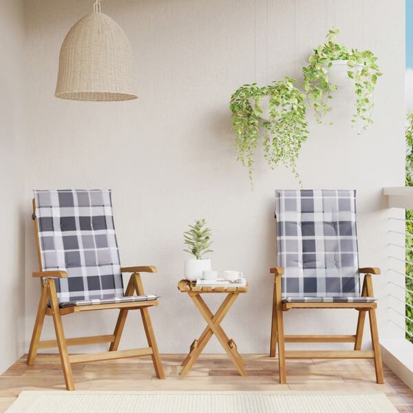 vidaXL Chaises de jardin inclinables lot de 2 et coussins teck massif