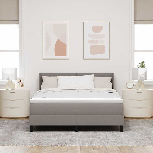 vidaXL Lit &agrave; ressorts avec matelas Taupe 200 x 160 cm tissu