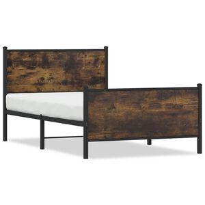 vidaXL Cadre de lit en m&eacute;tal sans matelas ch&ecirc;ne fum&eacute; 107x203 cm