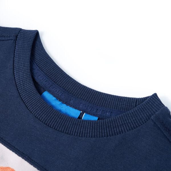 T-shirt enfants &agrave; manches longues m&eacute;lange bleu marine 140