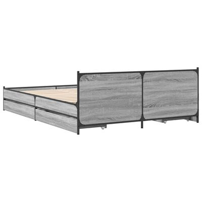 vidaXL Cadre de lit et tiroirs sonoma gris 120x190 cm bois ingénierie