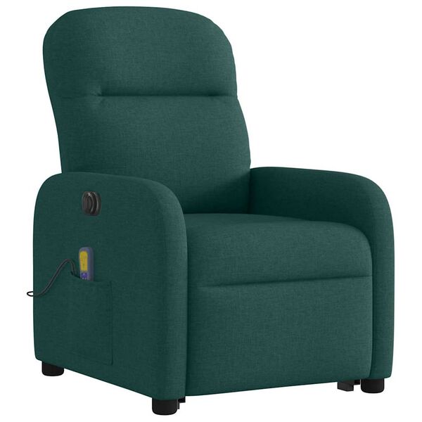vidaXL Fauteuil inclinable de massage électrique Vert foncé Tissu