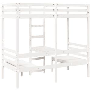 vidaXL Lit mezzanine avec bureau et chaises blanc 90x200 cm pin massif