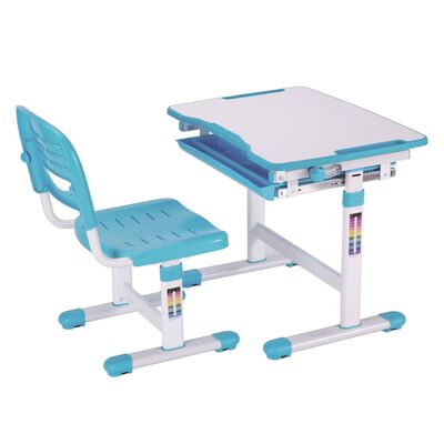 Vipack Bureau réglable enfant Comfortline 201 et chaise Bleu et blanc