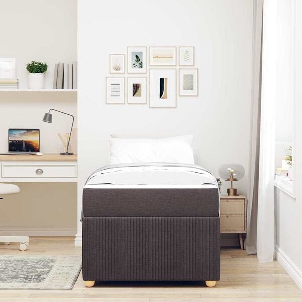 vidaXL Cadre de lit avec matelas Marron fonc&eacute; 90 x 200 cm tissu