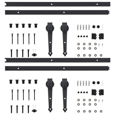 vidaXL Kits de fixation pour porte coulissante 2 pcs 200 cm Acier Noir