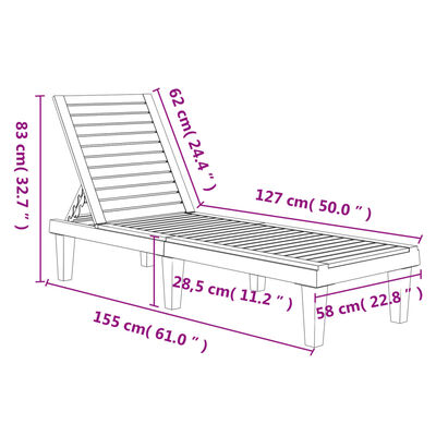 vidaXL Chaises longues lot de 2 noir 155x58x83 cm polypropylène