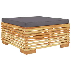 vidaXL Repose-pied de jardin et coussin Gris fonc&eacute; Bois de teck massif