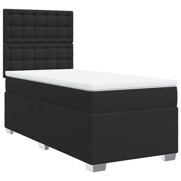 vidaXL Sommier &agrave; lattes de lit avec matelas Noir 90x200 cm Similicuir
