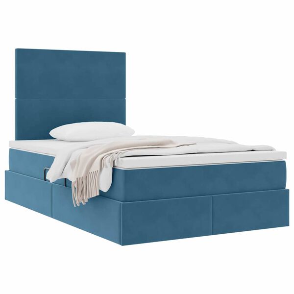 vidaXL Lit avec rangement et matelas Bleu 120 x 190 cm Velours